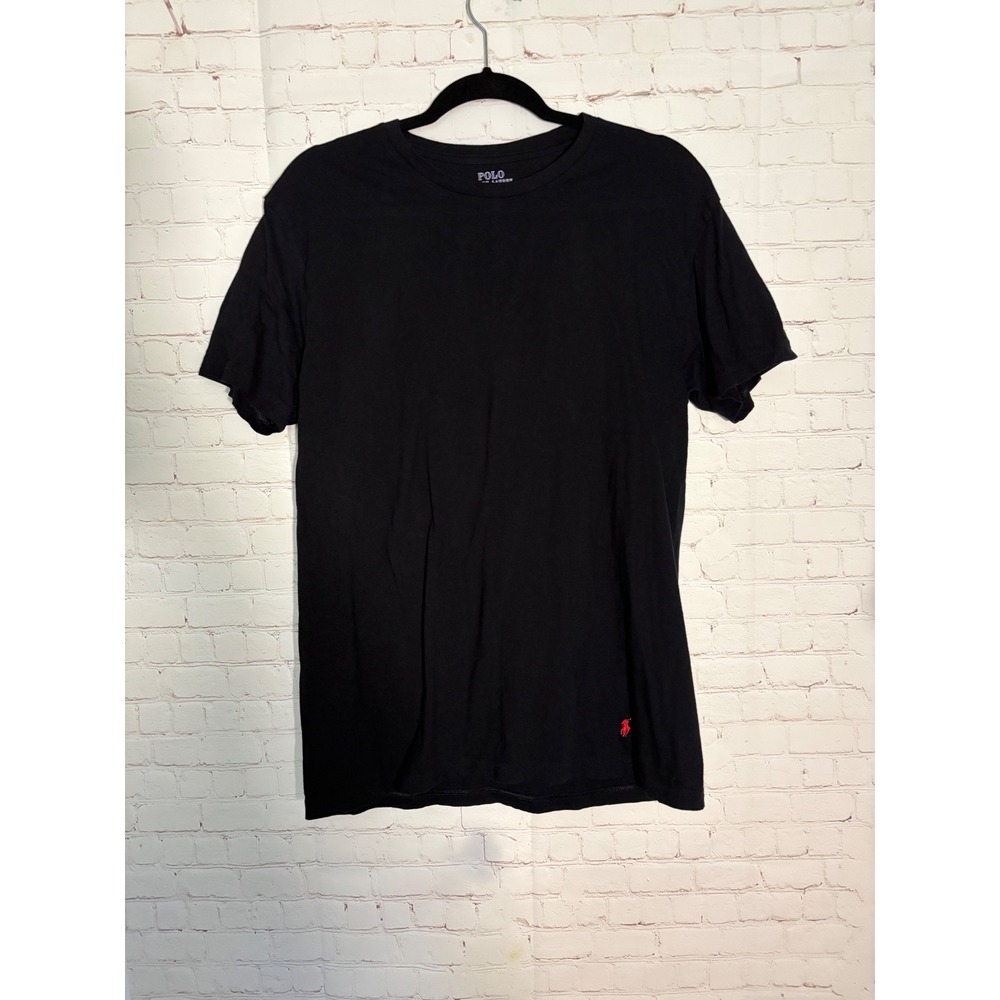 Polo Ralph Lauren Mens Classic Fit Black Crew Neck T-Shirt Red Pony Logo Large